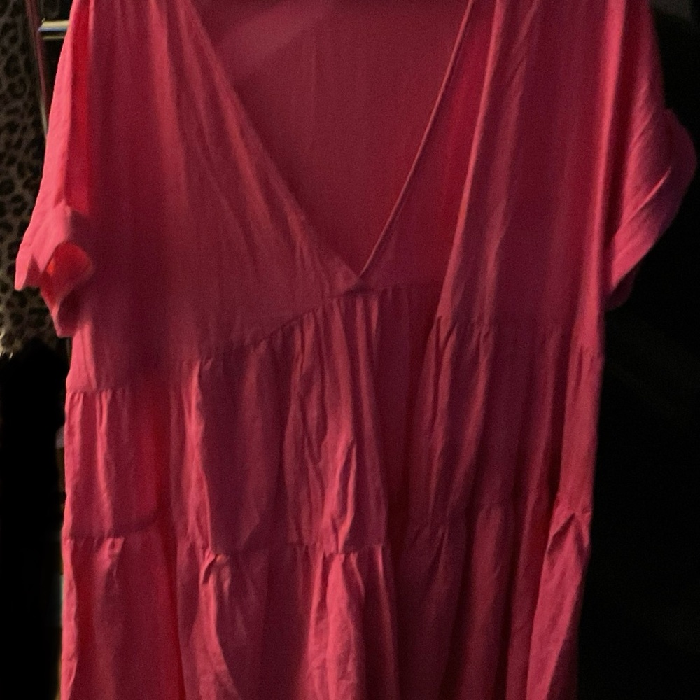 Pink V-Neck Women's Dress